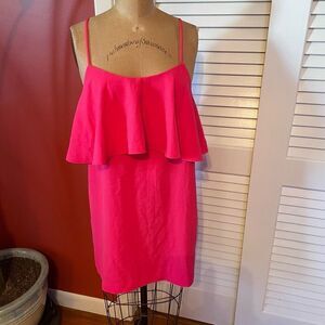 FELICITY & COCO | hot pink mini dress with ruffled top NWT S